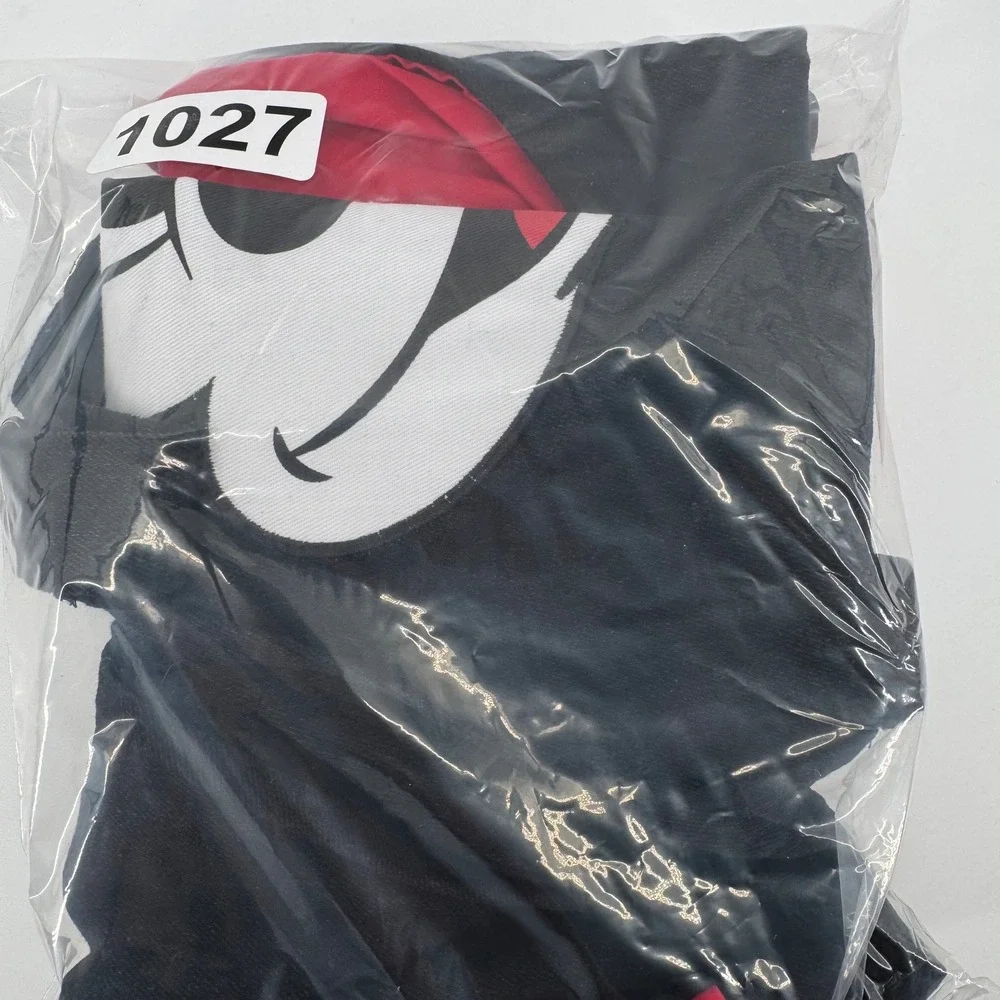 Disney Mickey Mouse Black Denim‎ Pinafore Dress Red Contrast Kids Small